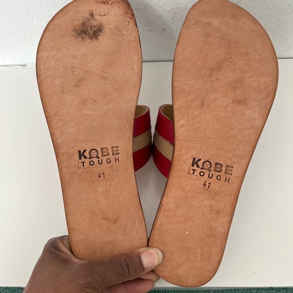 KOBE TOUGH FROM KENYA•RED & TAN OPEN TOE THONG SANDAL•SIZE 41 - Picture 11 of 13